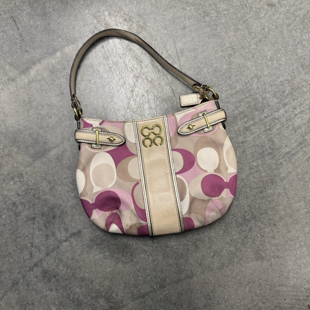 Coach Pink Shoulder Bag L-9 3/4" x H-7 1/2" x D 6 1/2" - Drop Strap 6 1/2"